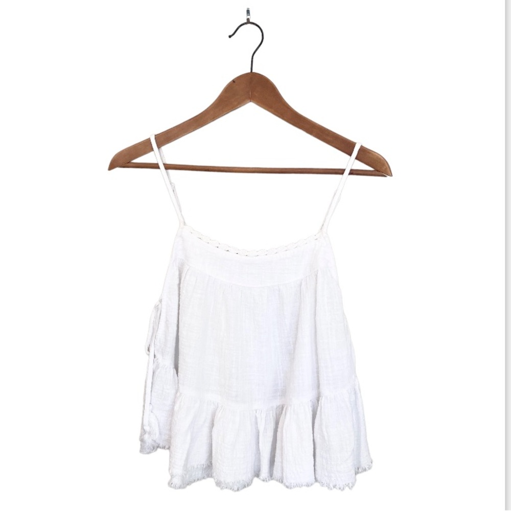 Seersucker Cropped White Tank From Aerie